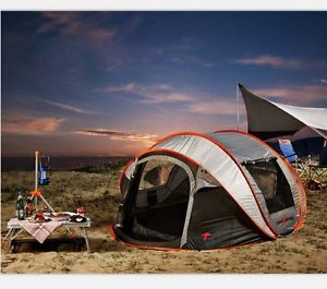 5-6 Persons Grey Camping Hiking Tent POP UP Outdoor Waterproof *