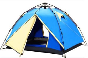 Blue 3-4 Persons POP UP Family Outdoor Waterproof Beach Camping Hiking Tent #