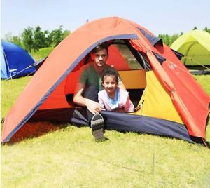 2 Persons Orange Red Double Lining Outdoor Waterproof Camping Hiking Tent #