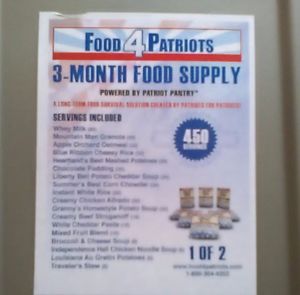 90 DAY EMERGENCY SURVIVAL FOOD - DEHYDRATED - CAMPING HOME STORM-SHELTER WARTIME