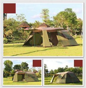 8-12 Persons Green Outdoor Waterproof Camping Hiking Double Lining Family Tent *