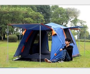 3-4 Persons Blue Outdoor Waterproof Camping Hiking Double Lining Tent *