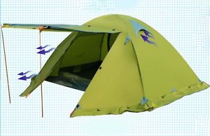 Green 2 Persons Double Lining Outdoor Waterproof Beach Camping Hiking Tent #