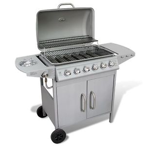 Edelstahl Gas Grill BBQ Grillwagen 6+1 Brenner Gartengrill Barbecue Seitenkocher