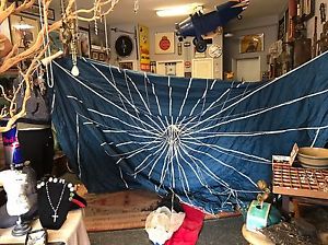 Vintage skydiving parachute canopy w Harness Red White Blue Stars RARE! 1975