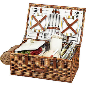 Picnic at Ascot Dorset English-Style Willow Picnic Outdoor Accessorie NEW