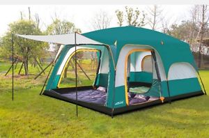 Green 8-10 Persons Double Lining Family Outdoor Waterproof Camping Hiking Tent #