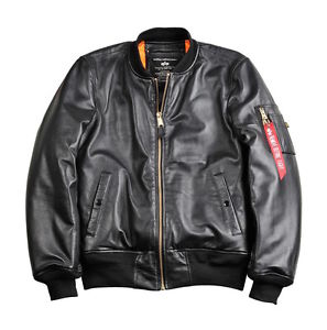 Alpha Industries Uomo Giacca bomber aviatore "MA-1 VF 59 PM Pelle" da real pelle