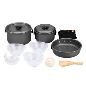 10X (10X Portable Cookware Pot Pan Set for Camping Hiking Backpacking Cooking WS