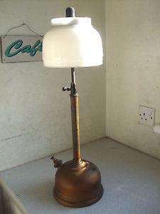 VINTAGE   -CORINTHIAN- TALL-  BRASS TILLEY TABLE  LAMP -TL- CREAM  GLASS SHADE