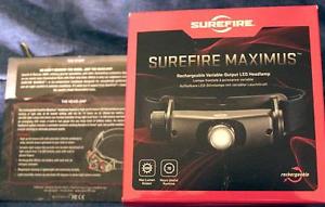 NEW SureFire HS3-A-BK Maximus Rechargeable Variable-Output LED Headlamp