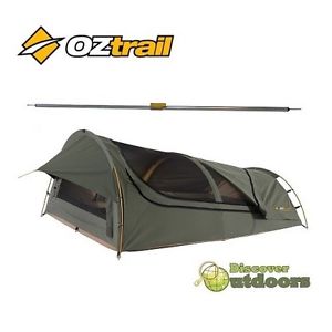 New OZtrail Mitchell Expedition Double Canvas Swag + Centre Ridge Pole Kit