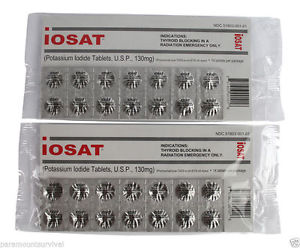 25 Pack IOSAT Tablets 130 mg FDA Potassium Iodide Pills Radiation Survival Thyro