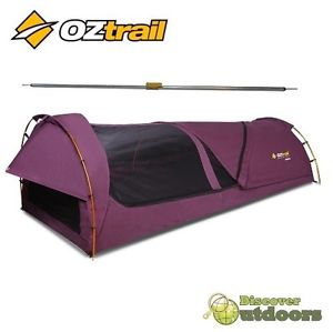 New OZtrail Kokomo Purple King Canvas Swag + Centre Swag Pole Plus Kit Camping