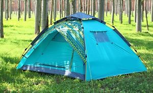 Blue 3-4 Persons POP UP Family Outdoor Waterproof Beach Camping Hiking Tent #