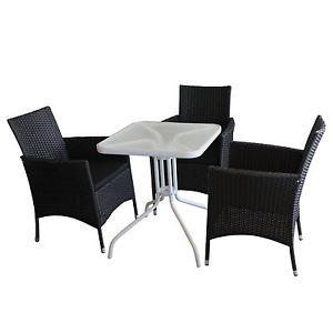 Sitzgruppe Gartengarnitur Bistromöbel-Set 60x60cm + 3x Rattansessel inkl Kissen