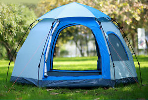 Blue 3-4 Persons POP UP 1'S Family Outdoor Waterproof Camping Hiking Tent