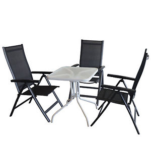 Sitzgruppe Gartengarnitur Bistromöbel-Set 60x60cm + 3x Aluminium Hochlehner