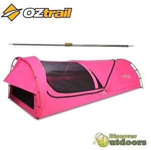 New OZtrail Kokomo Pink King Canvas Swag + Centre Swag Pole Plus Kit Camping