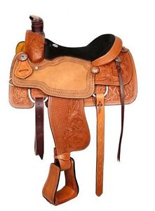 Circle S Roping Saddle -Basket Weave and Floral Tooling 15