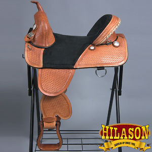 TW102BZ-A CLASSIC HILASON TREELESS WESTERN TRAIL BARREL RACING LEATHER SADDLE 17