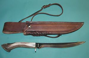 SILVER STAG CUTLERY 18" KNIFE  ELK HORN HANDLE CROWN SERIES ALASKIAN CAMPER