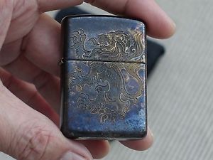 Steel Flame Lampant & Crusader Custom Lighter w/ Original Pouch