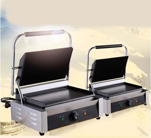 Commercial 2200W Stainless Steel Stripes Hot Plate Pressplate Electric Grill *