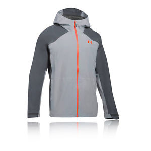 Under Armour Hurakan Paclite Mens Grey Waterproof Zip Outdoor Hooded Jacket Top