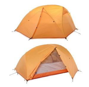 2 Persons Outdoor Waterproof Orange Camping Hiking Double Lining Tent *