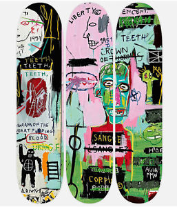 Jean Michel Basquiat In Italian Skateboard Deck Triptych set