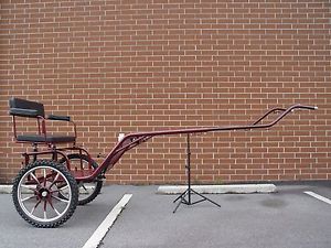 2 Wheel Medium Size Horse Carriage, Pony Cart, 49" Wide Wheel Size 27" Burgundy