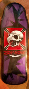 Vintage Hawk skull/cross full-sized skate decks -- just one left (black)