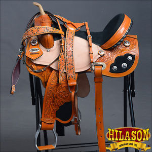 HILASON WESTERN FLEX TREE BARREL RACING TRAIL SADDLE 15 W/ BRIDLE BREAST COLLAR