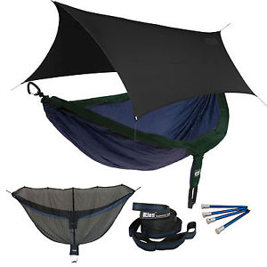 ENO DoubleNest OneLink Sleep System -Navy/Forest Hammock With Black Profly