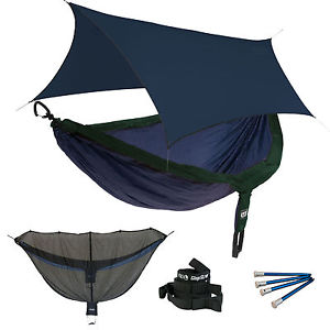 ENO DoubleNest OneLink Hammock System - Navy/Forest + Guardian SL & Navy Profly