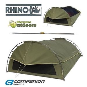 New Companion Rhino Bush Ranger 320 Double Canvas Swag + Oztrail Pole Plus Kit