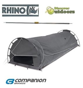 New Companion Rhino Tracker 320 Canvas Swag Charcoal + Oztrail Pole Plus Kit