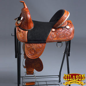 T01BZMR-A CLASSIC HILASON TREELESS WESTERN TRAIL BARREL RACING LEATHER SADDLE 17