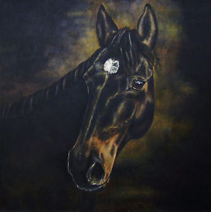 CUSTOM HORSE PORTRAIT PAINTING by artist BETS 30" X 30" Your Wonderful Horse!!