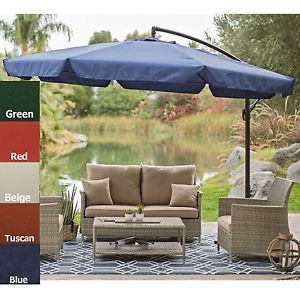 Tuscan Orange Red 11-Ft Offset Patio Umbrella Gazebo with Canopy Base and Detach