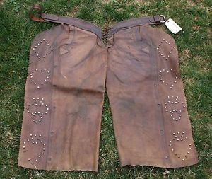 Antique Miles City Saddlery Batwing Chaps ~ Studded Card Suits ~ c. 1920