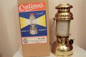 UNUSED PRESSURE LAMP OPTIMUS NO 1200 BRASS WITH ORIGINAL BOX SWEDEN RARE!