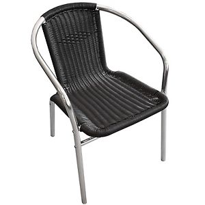 Aluminium Bistrostuhl Gartenstuhl Camping Stapelstuhl Rattan Schwarz - 30 Stück