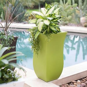 Green 16 x 16 inch Modern Outdoor Patio Planter - 30-inch Tall