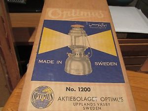 RARE Brass Optimus 1200 Paraffin Pressure Lamp Kerosene Lantern Original Glass