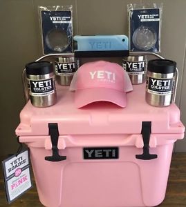 Yeti Pink 20 Qt. Cooler Package Cooler, 2 Lowballs, 2 Colsters, Yeti Ice, & Hat!