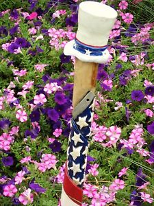 Uncle Sam's Hat - Walking Stick, white pine cane, oak hat, 39" length; 1 pound;