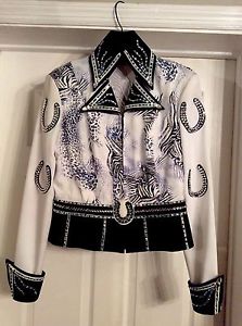 custom Joyce Original western show jacket Congress Quality S black white blue