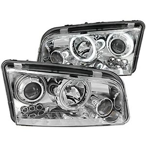 Anzo USA 121217 Dodge Charger Projector Halo Chrome Clear Headlight Assembly -